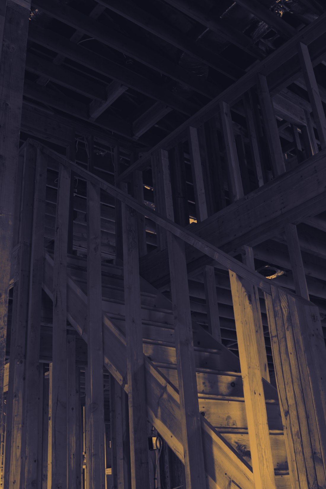 Interior wood framing of a home under construction